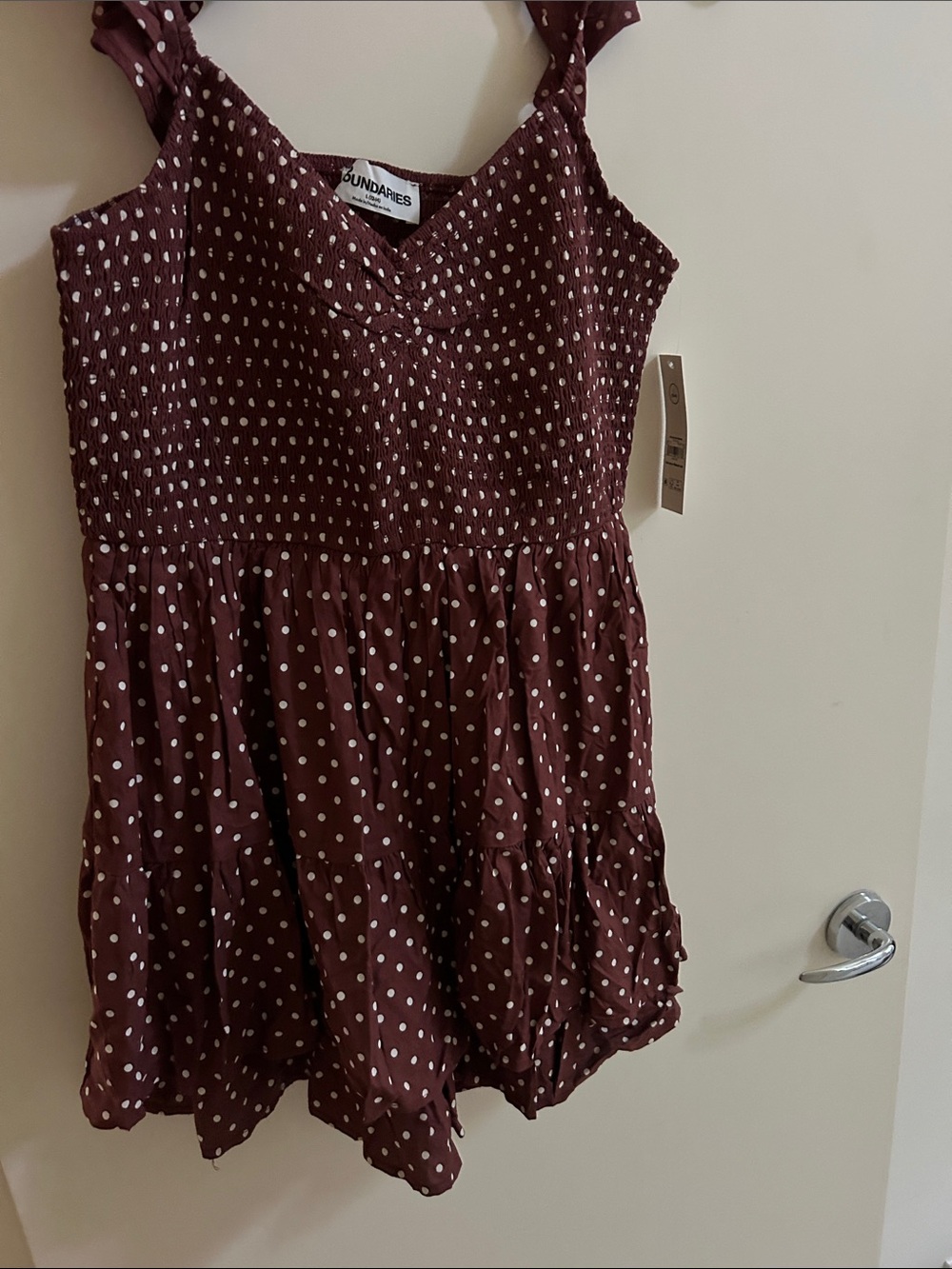 Women's Burgundy Polka Dot Smocked romper